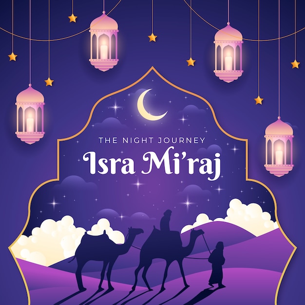 Free vector gradient isra miraj illustration