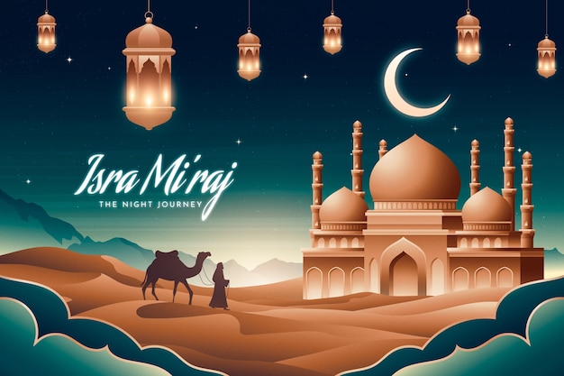 Бесплатное векторное изображение Иллюстрация градиента isra miraj