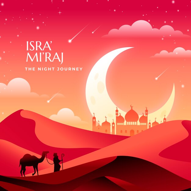 Gradient isra miraj illustration