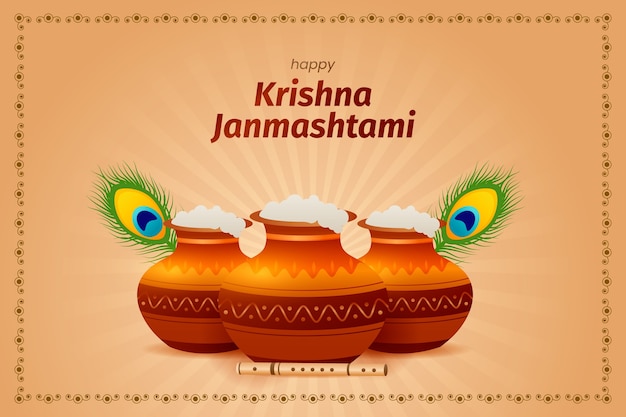 Free vector gradient janmashtami background