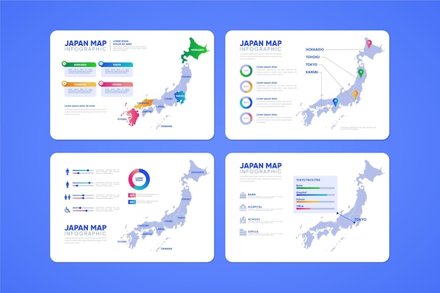 Бесплатное векторное изображение Градиент японии карта инфографики