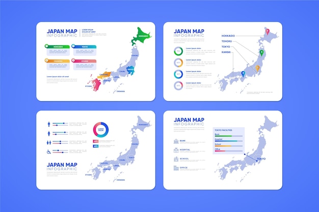 무료 벡터 그라데이션 일본지도 infographic