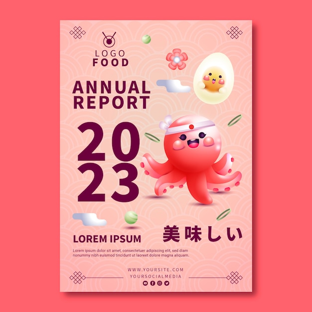 Free vector gradient japanese restaurant annual report