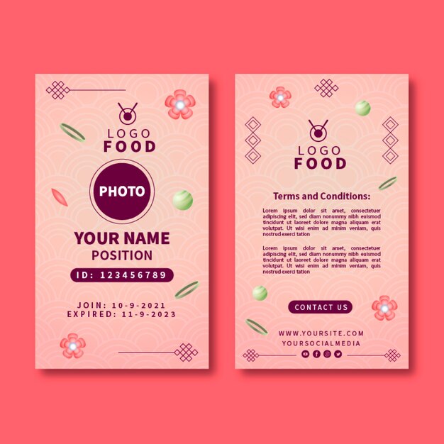 Free vector gradient japanese restaurant id card