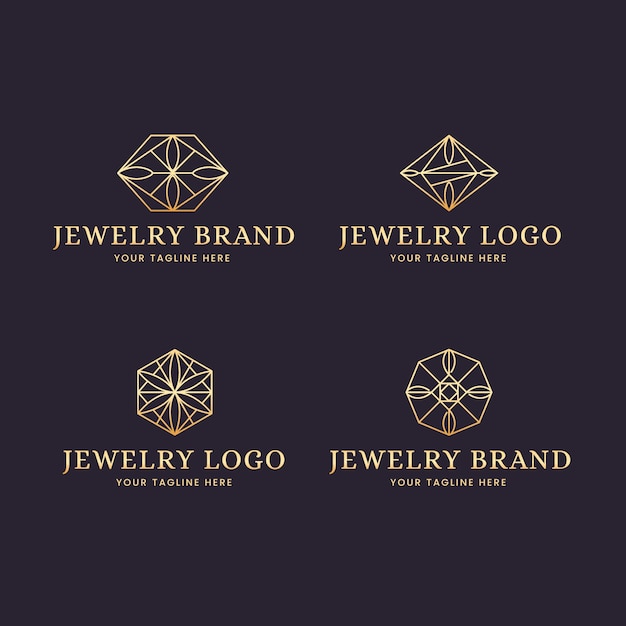 Free vector gradient jewelry logo collection