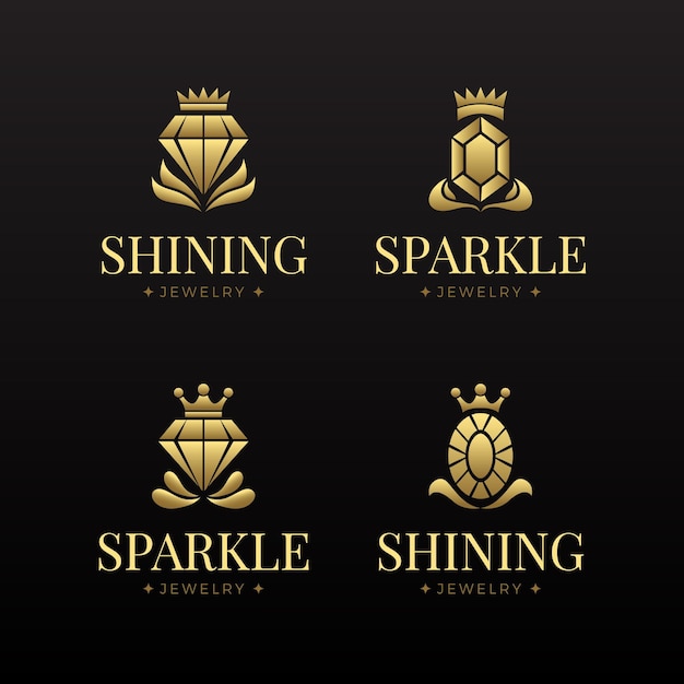 Free vector gradient jewelry logo collection