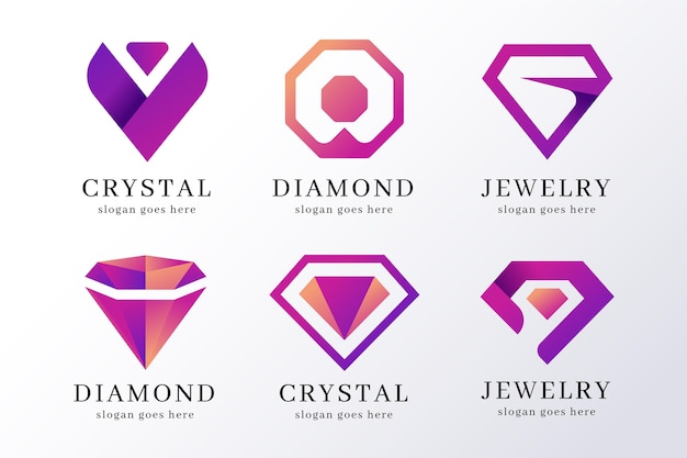 Free vector gradient jewelry logo collection