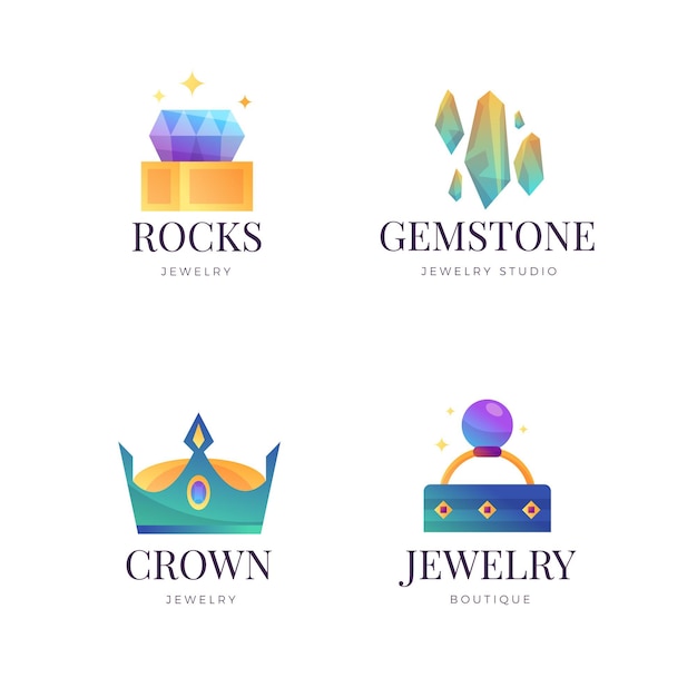 Free vector gradient jewelry logo set