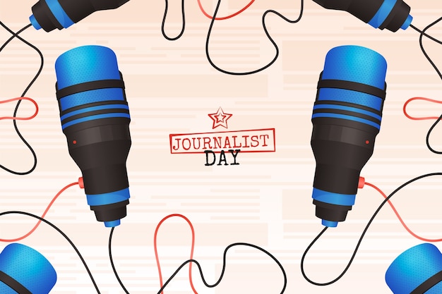 Free vector gradient journalist day background with microphones