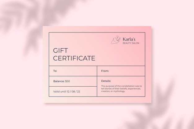 gradient karla's beauty salon gift certificate