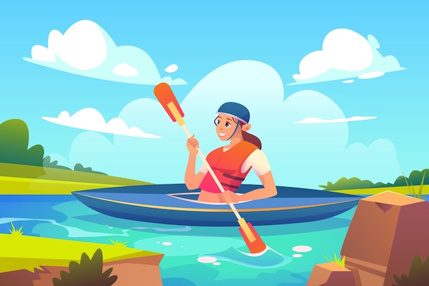 Free vector gradient kayaking illustration