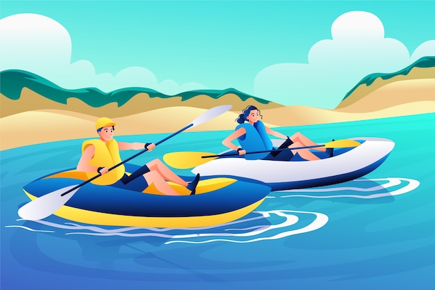 Gradient kayaking illustration