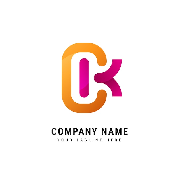 Шаблон логотипа градиента kc или ck