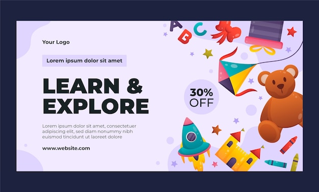 Gradient kids fun and learn design template