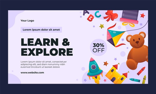 Gradient kids fun and learn design template