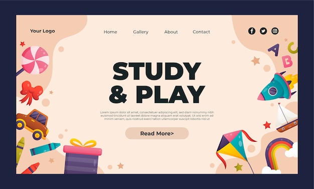 gradient kids fun and learn design template