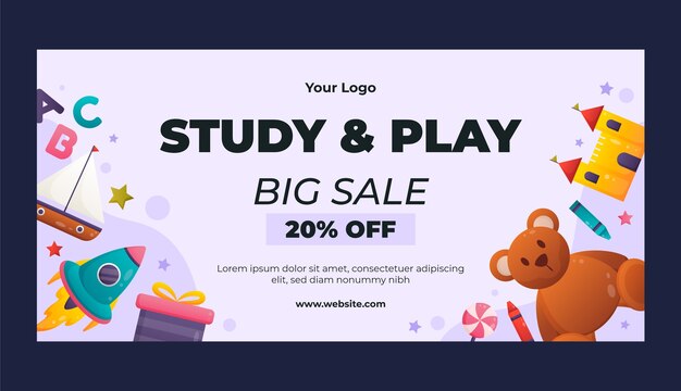 Gradient kids fun and learn design template