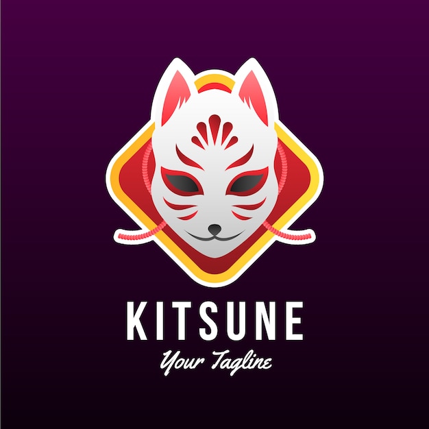 Modello di logo kitsune sfumato