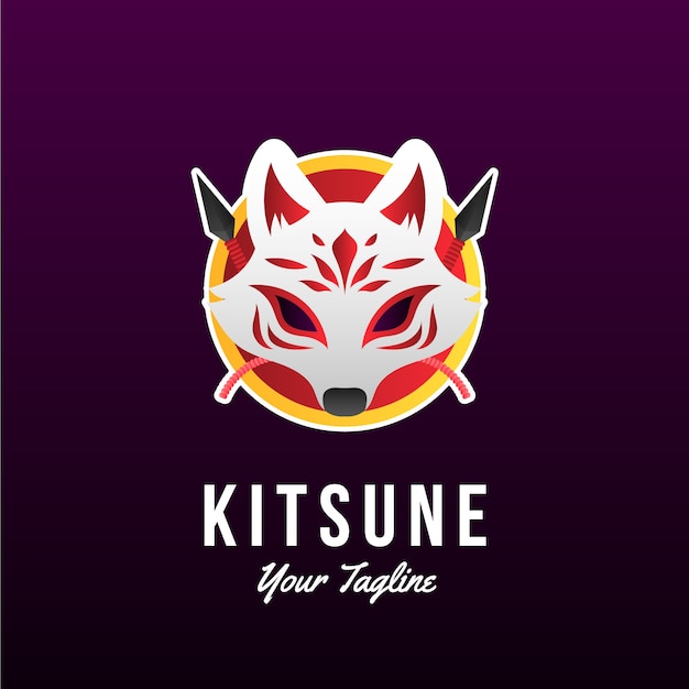 Modello di logo kitsune sfumato