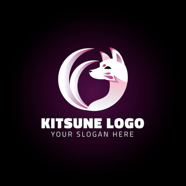 Vettore gratuito modello di logo kitsune sfumato