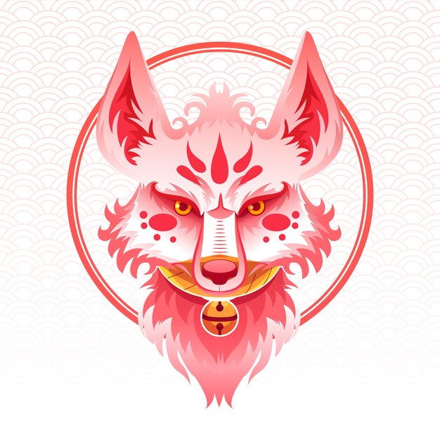 Gradient kitsune mask illustration