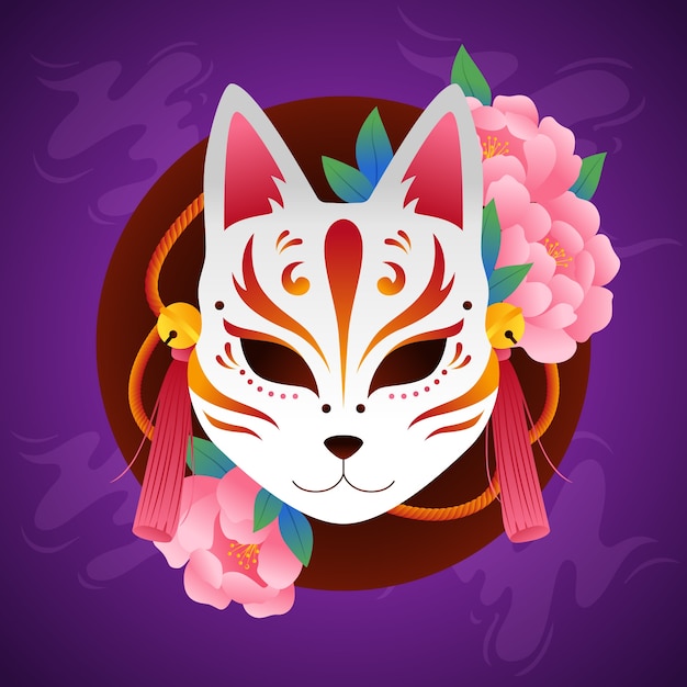 Free vector gradient kitsune mask illustration