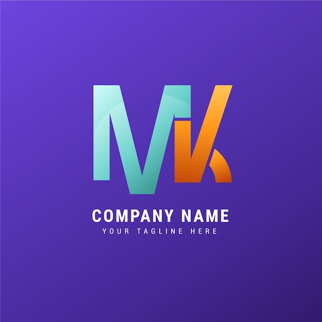 Gradient km or mk logo template