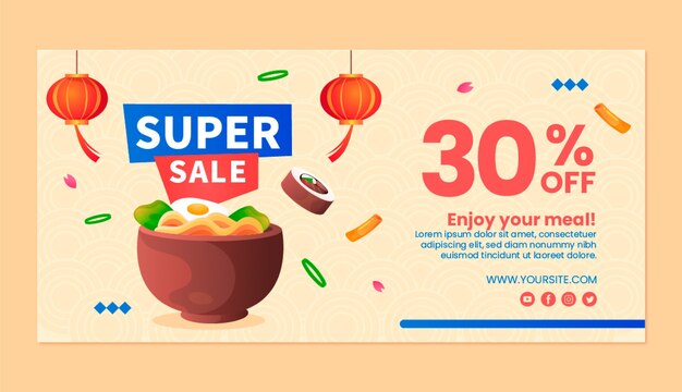 Gradient korean restaurant sale banner