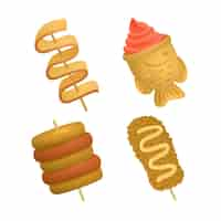 Free vector gradient korean street food element collection