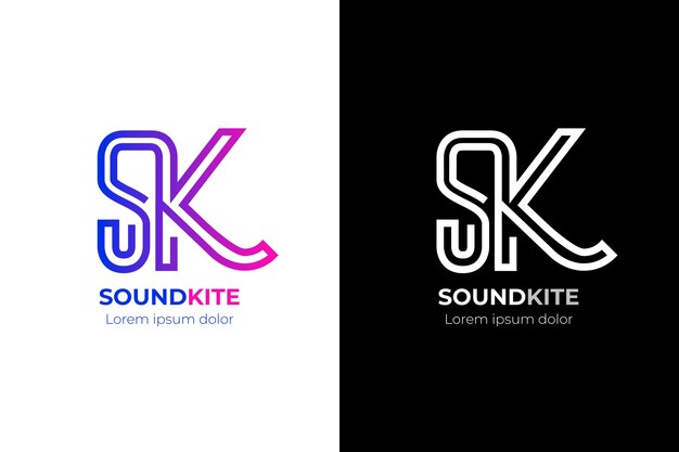 Шаблон логотипа градиент ks или sk