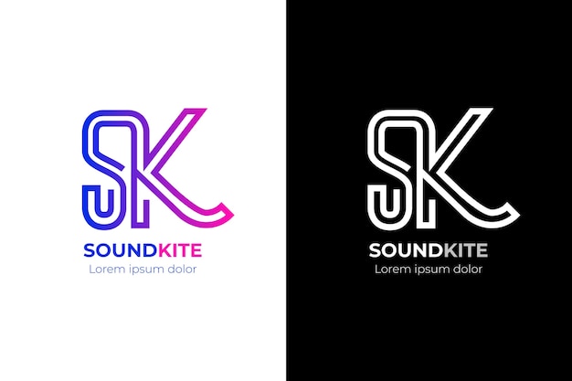 Gradient ks or sk logo template