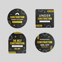 Free vector gradient labels collection for construction domain