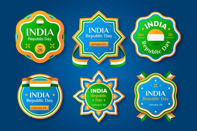 Gradient labels collection for indian republic day celebration
