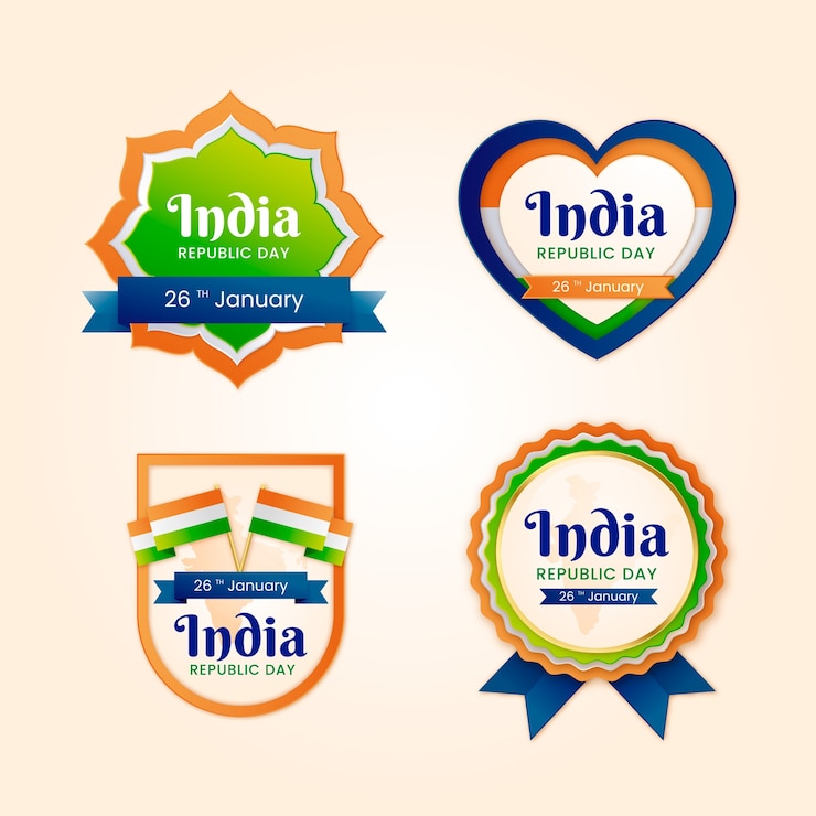 मुफ़्त वेक्टर gradient labels collection for indian republic day celebration