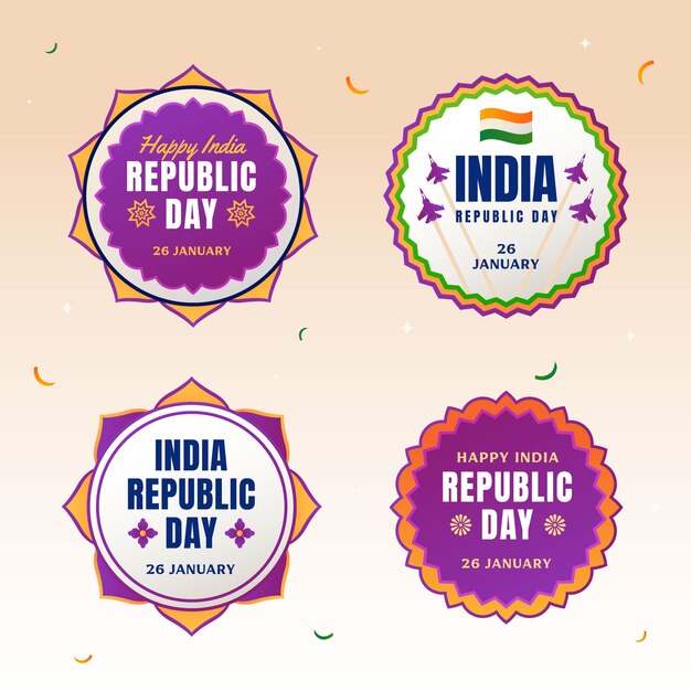 Free vector gradient labels collection for indian republic day holiday