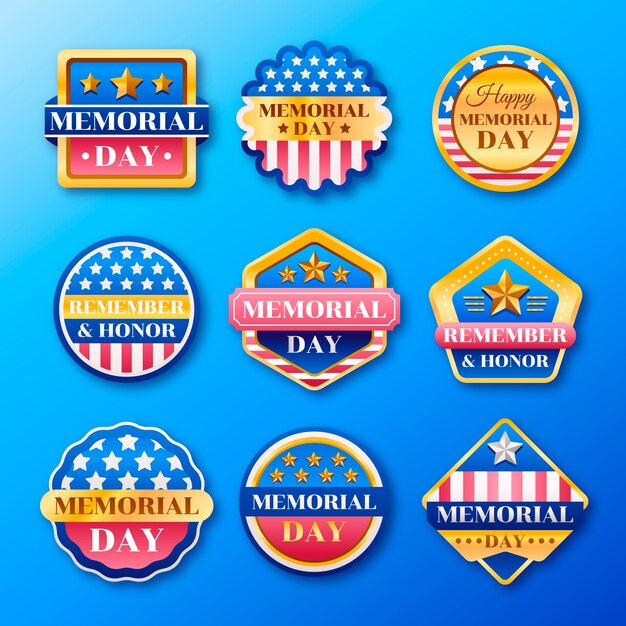 Gradient labels collection for memorial day celebration