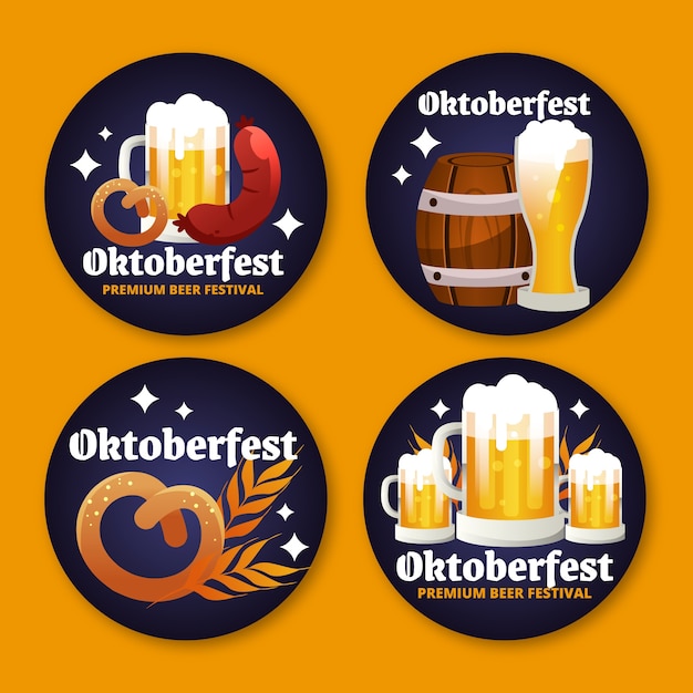 Collezione di etichette sfumate per la celebrazione dell'oktoberfest