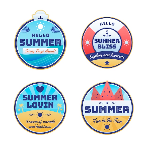 Free vector gradient labels collection for summer season