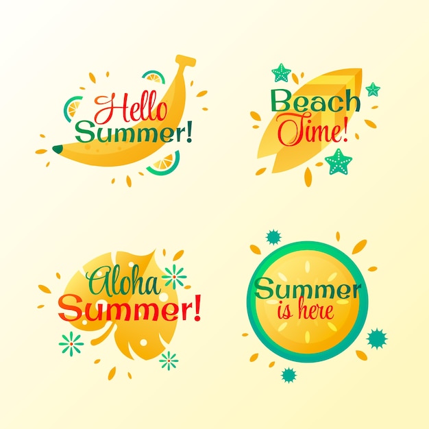 Free vector gradient labels collection for summer season