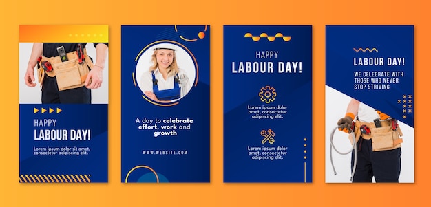 Gradient labor day instagram stories collection