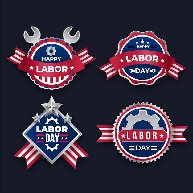 Free vector gradient labor day labels collection