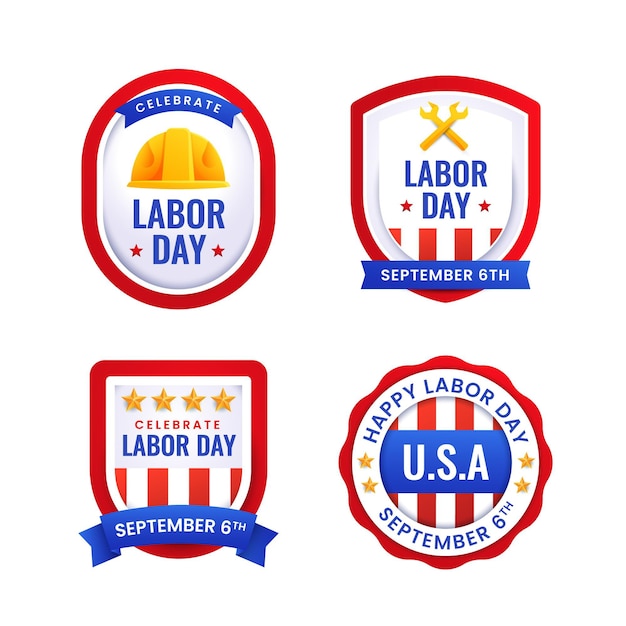 Gradient labor day labels collection