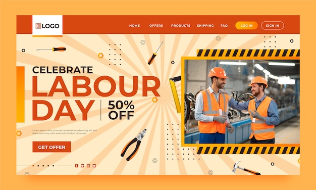 Gradient labor day landing page template