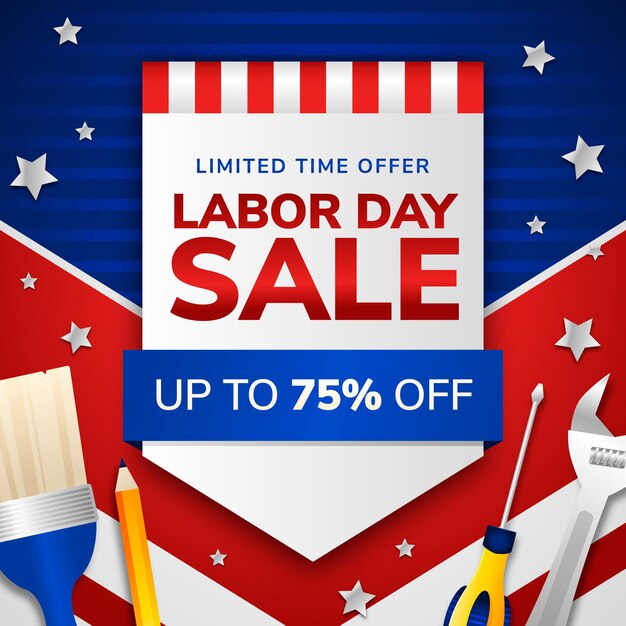 Gradient labor day sale illustration