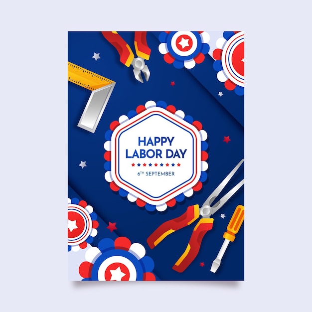 Gradient labor day vertical poster template