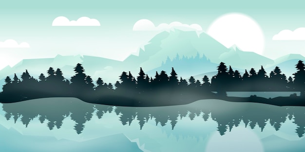 Gradient lake scenery