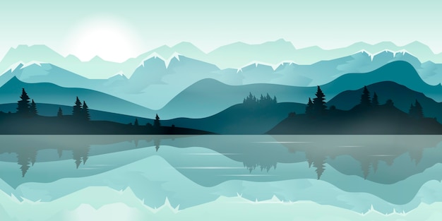 Gradient lake scenery