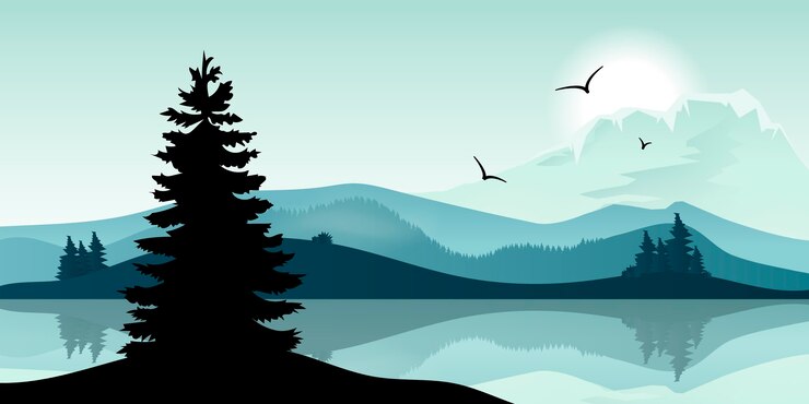 Free Vector gradient lake scenery