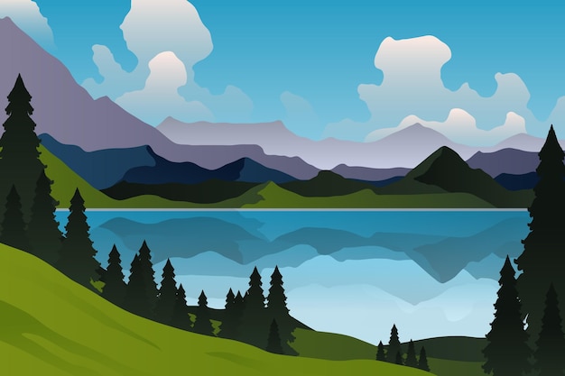 Free vector gradient lake scenery