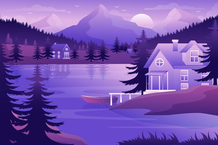 Free Vector gradient lake scenery